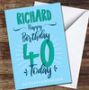40th Birthday Boy Blue Text Personalised Birthday Card
